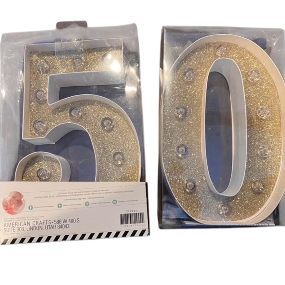 Light up Gold Glitter Number 50 Party Decorations